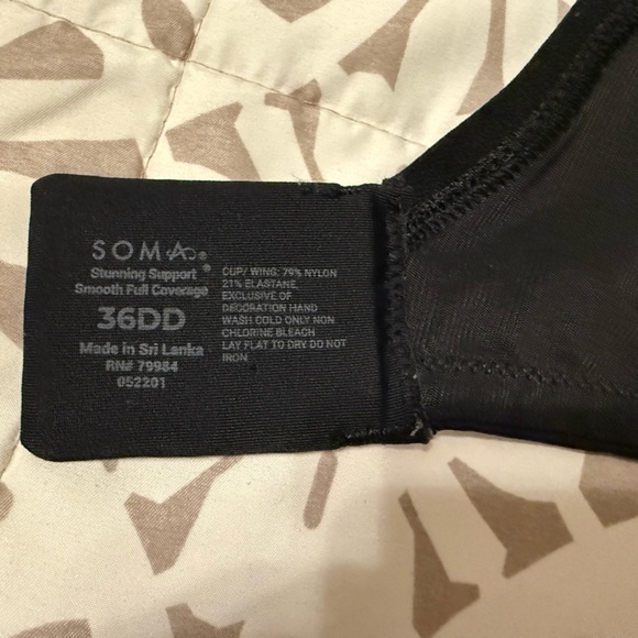 Soma Stunning Support Smooth full coverage underwire bra 36DD black GUC - Picture 4 of 4